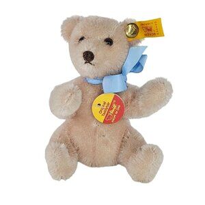 Steiff Original Teddybar Miniature Teddy Bear With Blue Ribbon 030420